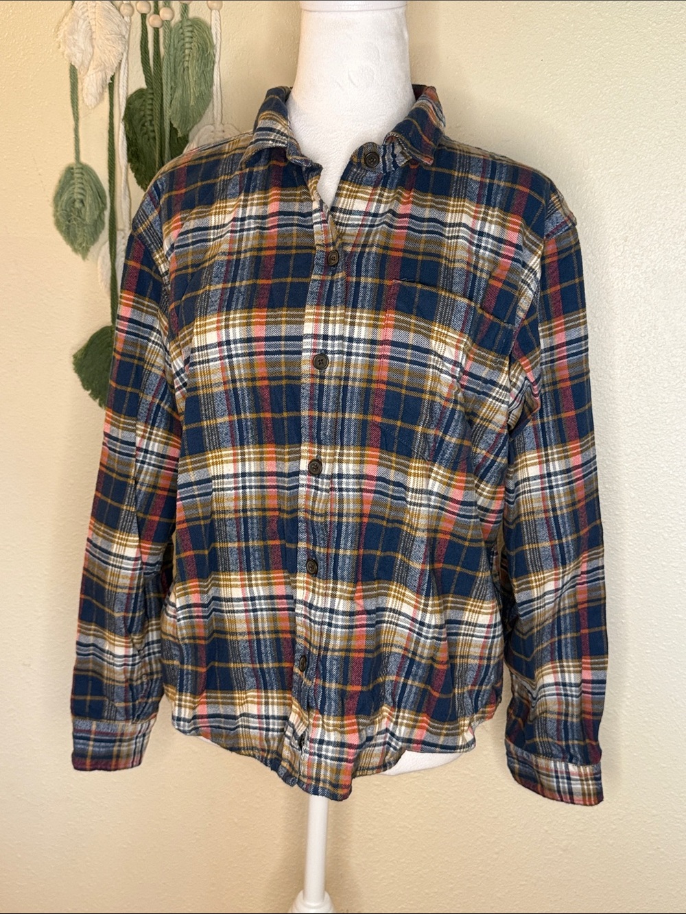 Alpine Design Navy, White & Gold Plaid Button-Down Shirt